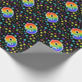 Kleurrijke sterren + regenboogpatroon "9" Event # Cadeaupapier (Hoek)