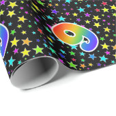 Kleurrijke sterren + regenboogpatroon "9" Event # Cadeaupapier (Rol Hoek)