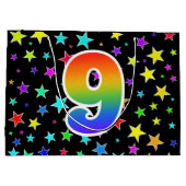 Kleurrijke sterren + regenboogpatroon "9" Event # Groot Cadeauzakje (Achterkant)