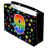 Kleurrijke sterren + regenboogpatroon "9" Event # Groot Cadeauzakje (Achterkant Gekanteld)