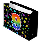 Kleurrijke sterren + regenboogpatroon "9" Event # Groot Cadeauzakje (Voorkant Gekanteld)
