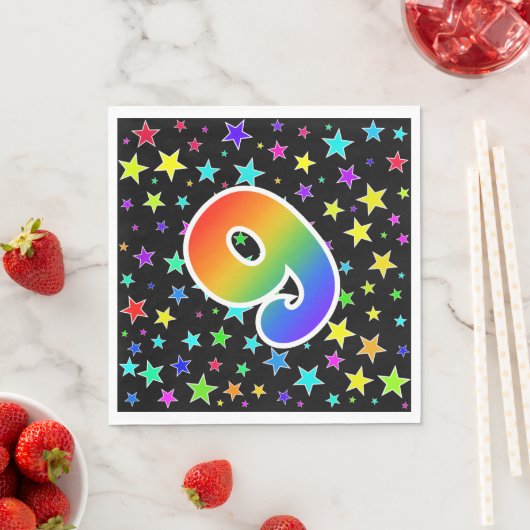 Kleurrijke sterren + regenboogpatroon "9" Event # Servet (Insitu)