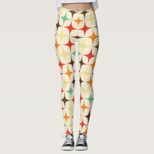 Kleurrijke sterren retro geometrisch patroon leggings