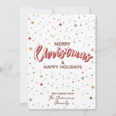 Kleurrijke Sterren Rood en Wit Eenvoudige Kerst Feestdagenkaart (Voorkant)