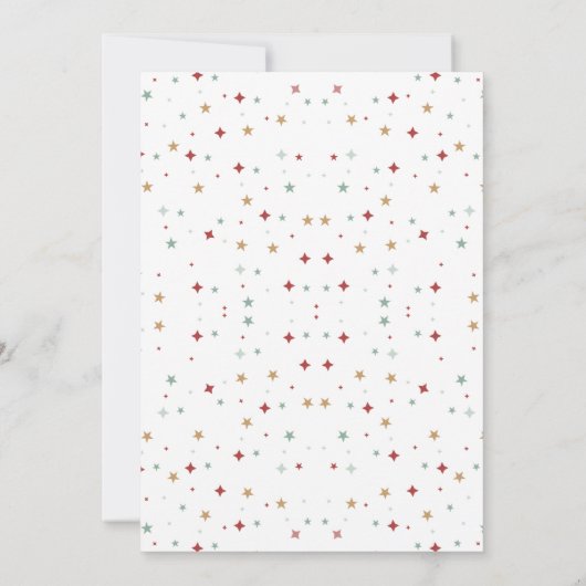 Kleurrijke Sterren Rood en Wit Eenvoudige Kerst Feestdagenkaart (Achterkant)
