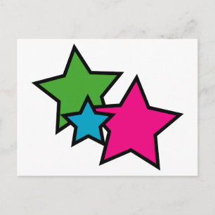 Kleurrijke sterren Roze Groen Zwart Briefkaart