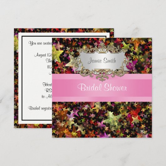 Kleurrijke Sterren Roze Lint Vrijgezellenfeest Uit Kaart (Voorkant / Achterkant)