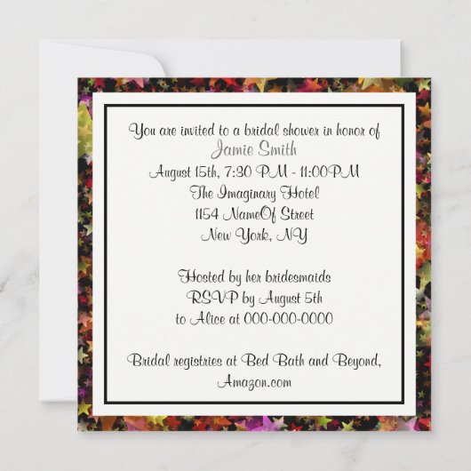 Kleurrijke Sterren Roze Lint Vrijgezellenfeest Uit Kaart (Achterkant)