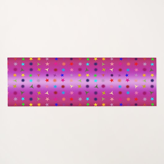 Kleurrijke Sterren Roze Yoga Mat (Achterkant (horizontaal))