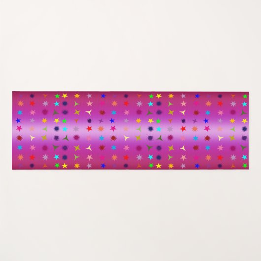 Kleurrijke Sterren Roze Yoga Mat (Voorkant (horizontaal))