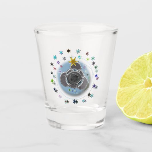 kleurrijke sterren shot glas (Voorkant)