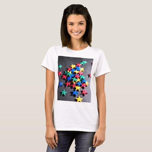 Kleurrijke Sterren T-Shirt (Voorkant volledig)