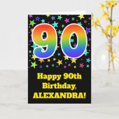 Kleurrijke Sterren + Verjaardag van de regenboog Kaart (Gele Bloem)