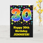 Kleurrijke Sterren + Verjaardag van de regenboog Kaart (Gele Bloem)