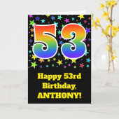 Kleurrijke Sterren + Verjaardag van de regenboog Kaart (Gele Bloem)