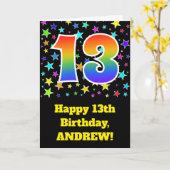 Kleurrijke Sterren + Verjaardag van de regenboog Kaart (Gele Bloem)