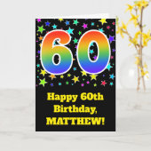 Kleurrijke Sterren + Verjaardag van de regenboog Kaart (Gele Bloem)