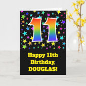 Kleurrijke Sterren + Verjaardag van de regenboog Kaart (Gele Bloem)