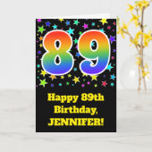 Kleurrijke Sterren + Verjaardag van de regenboog Kaart (Gele Bloem)