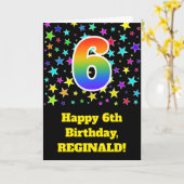 Kleurrijke Sterren + Verjaardag van de regenboog Kaart (Gele Bloem)