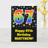 Kleurrijke Sterren + Verjaardag van de regenboog Kaart (Gele Bloem)