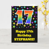 Kleurrijke Sterren + Verjaardag van de regenboog Kaart (Gele Bloem)