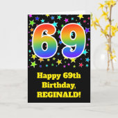 Kleurrijke Sterren + Verjaardag van de regenboog Kaart (Gele Bloem)