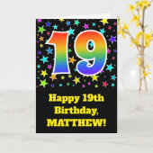 Kleurrijke Sterren + Verjaardag van de regenboog Kaart (Gele Bloem)