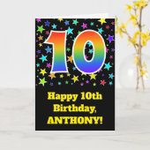 Kleurrijke Sterren + Verjaardag van de regenboog Kaart (Gele Bloem)