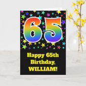 Kleurrijke Sterren + Verjaardag van de regenboog Kaart (Gele Bloem)