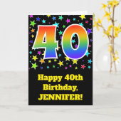 Kleurrijke Sterren + Verjaardag van de regenboog Kaart (Gele Bloem)