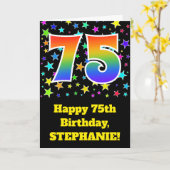 Kleurrijke Sterren + Verjaardag van de regenboog Kaart (Gele Bloem)