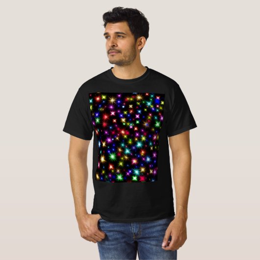 Kleurrijke sterren vuurwerk Design-27317 T-shirt (Voorkant volledig)