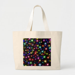 Kleurrijke sterren vuurwerk ontwerp grote tote bag