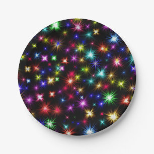 Kleurrijke sterren vuurwerk ontwerp papieren bordje