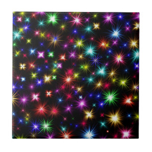 Kleurrijke sterren vuurwerk ontwerp tegeltje