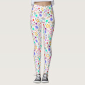 Kleurrijke sterren wit leggings (Voorkant)