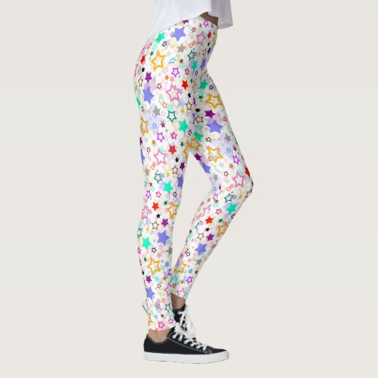 Kleurrijke sterren wit leggings (Rechts)