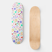 Kleurrijke sterren wit  persoonlijk skateboard (Voorkant)