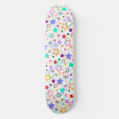 Kleurrijke sterren wit  persoonlijk skateboard (Voorkant)