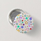 Kleurrijke sterren wit ronde button 3,2 cm (Voorkant /achterkant)