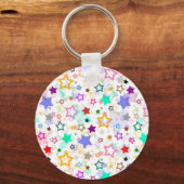 Kleurrijke sterren wit  sleutelhanger (Voorkant)