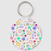 Kleurrijke sterren wit  sleutelhanger (Achterkant)
