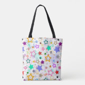 Kleurrijke sterren wit tote bag (Achterkant)