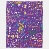 Kleurrijke Sterrenaffectie paarse vol harten Fleece Deken (Voorkant)