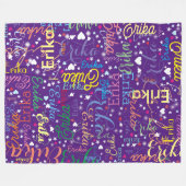 Kleurrijke Sterrenaffectie paarse vol harten Fleece Deken (Voorkant (Horizontaal))