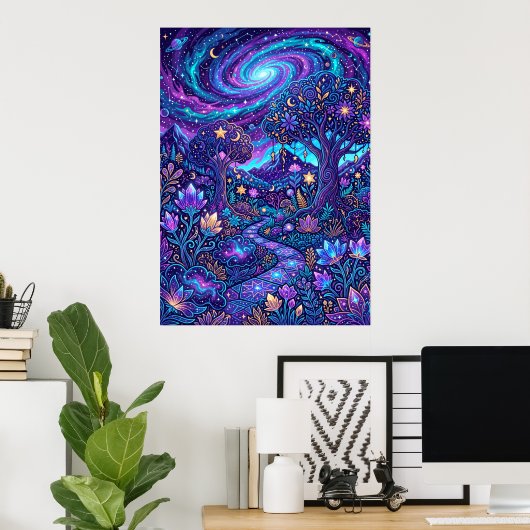 Kleurrijke sterrenstelsel fantasy poster (Thuiskantoor)