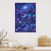 Kleurrijke sterrenstelsel fantasy poster (Keuken)