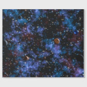 Kleurrijke sterrenstelsels, sterren en planeten in cadeaupapier (Vlak)