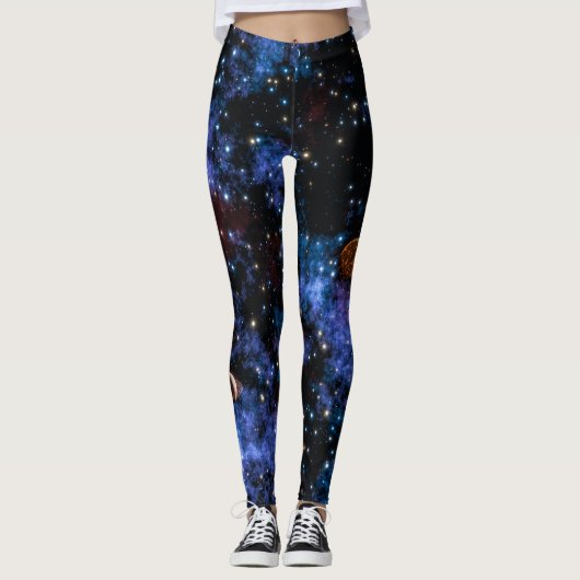 Kleurrijke sterrenstelsels, sterren en planeten in leggings (Voorkant)